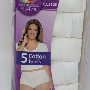 Fruit Of The Loom Fit For Me Plus Size 5-Pack Cotton Briefs White 5X